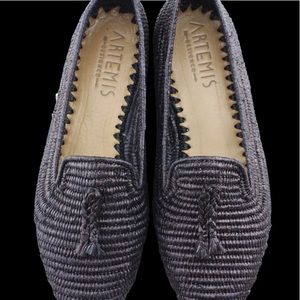 Black Artemis Raffia Loafers Size 7